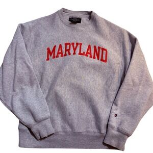 Champion Grey Maryland Terrapins Arch Logo Crewneck Sweatshirt Men's Medium